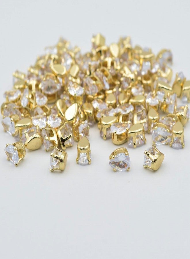 INDIKONB Sew On Rhinestones Kundan Stone Beads for Craft, Embroidery, Jewellery Making, Aari & Maggam Work | Stones for Dress & Bangle Decoration (Drop 5X7), Gold - Image 5
